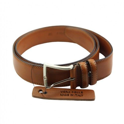 Men's Essential Slim Italian Leather Belt with Silver Buckle - Casual to Business Wear - Free shipping from Italy