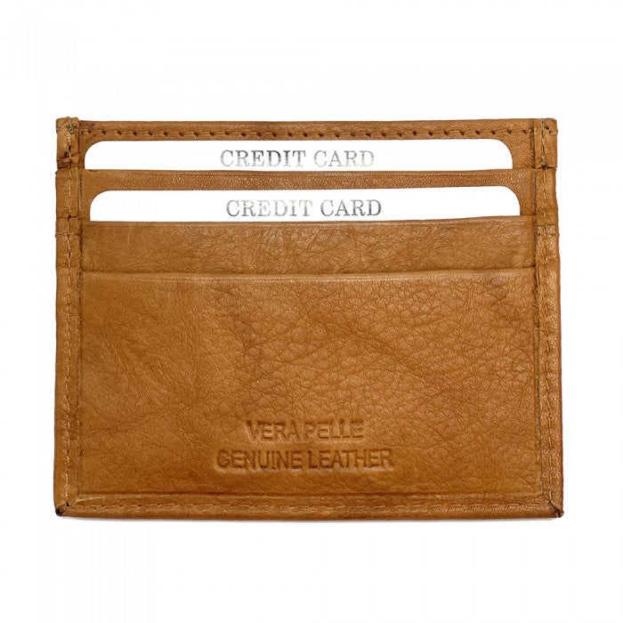 Minimalist Leather Card Holder with Window, Delivered to Your Door from Italy
