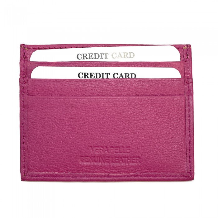 Minimalist Leather Card Holder with Window, Delivered to Your Door from Italy