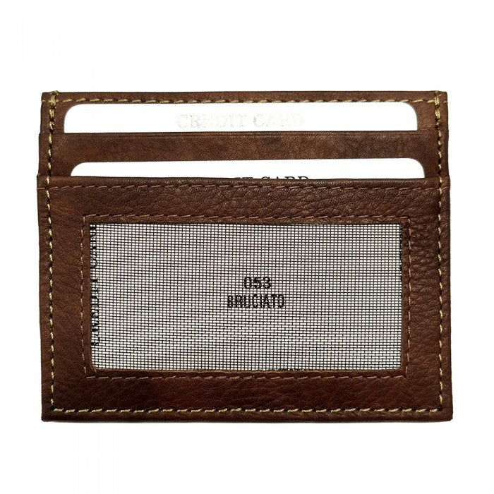 Minimalist Leather Card Holder with Window, Delivered to Your Door from Italy