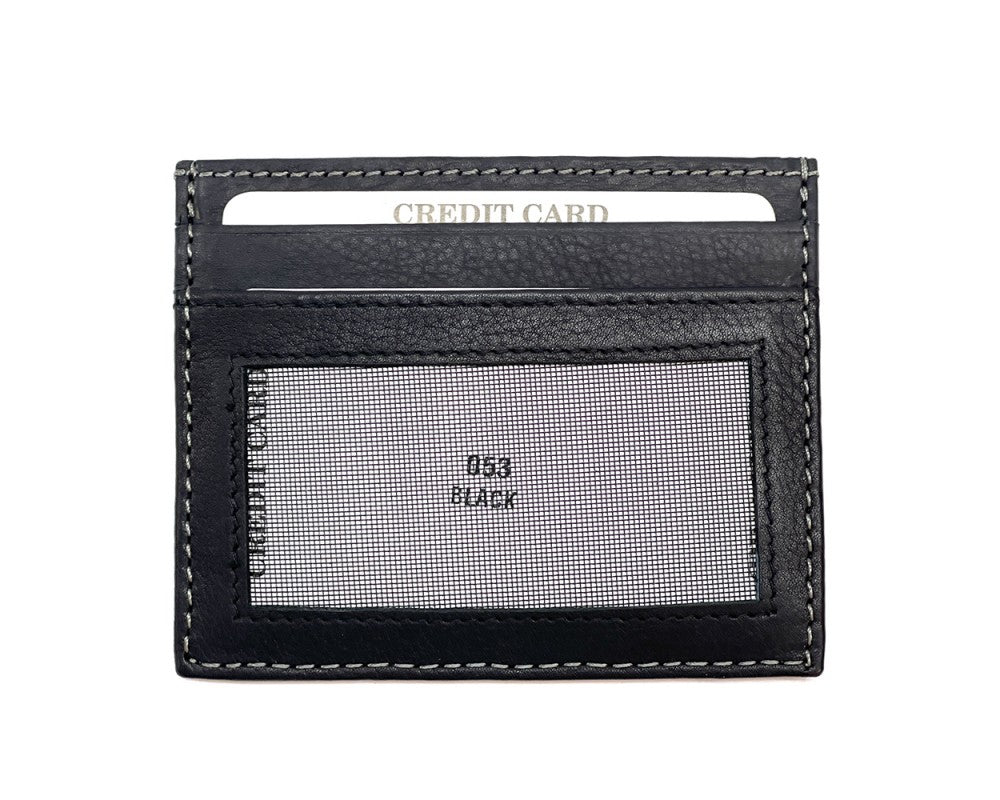 Minimalist Leather Card Holder with Window, Delivered to Your Door from Italy