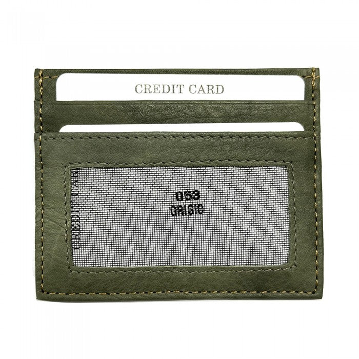 Minimalist Leather Card Holder with Window, Delivered to Your Door from Italy