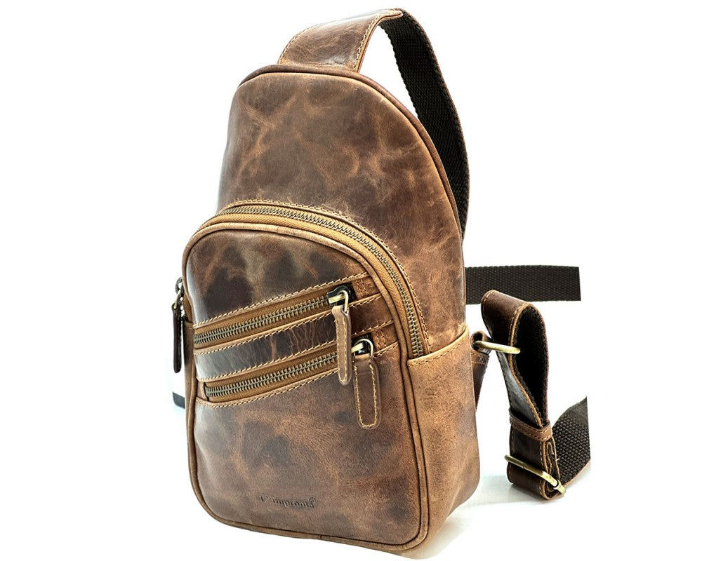 The Ricardo - Men's Sling bag Italian Craftsmanship, Natural Grain Leather, Free Shipping to the US (Copy)