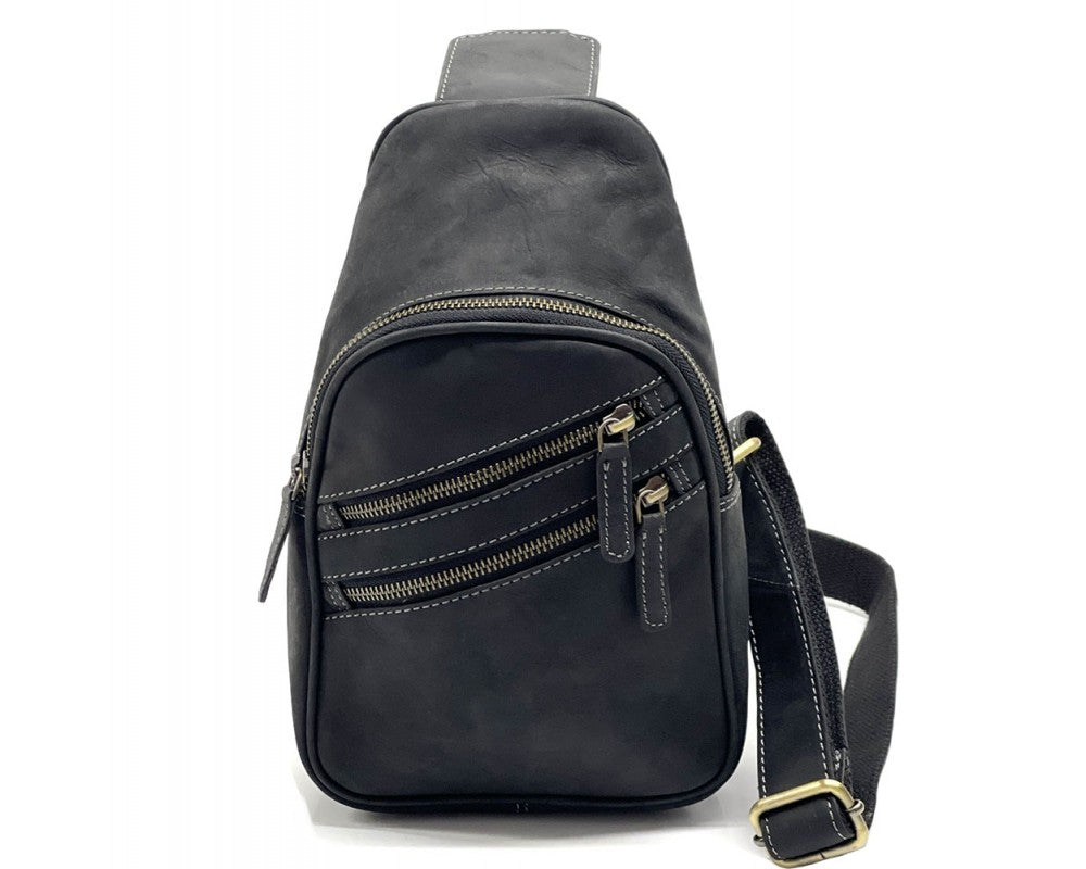 The Ricardo - Men's Sling bag Italian Craftsmanship, Natural Grain Leather, Free Shipping