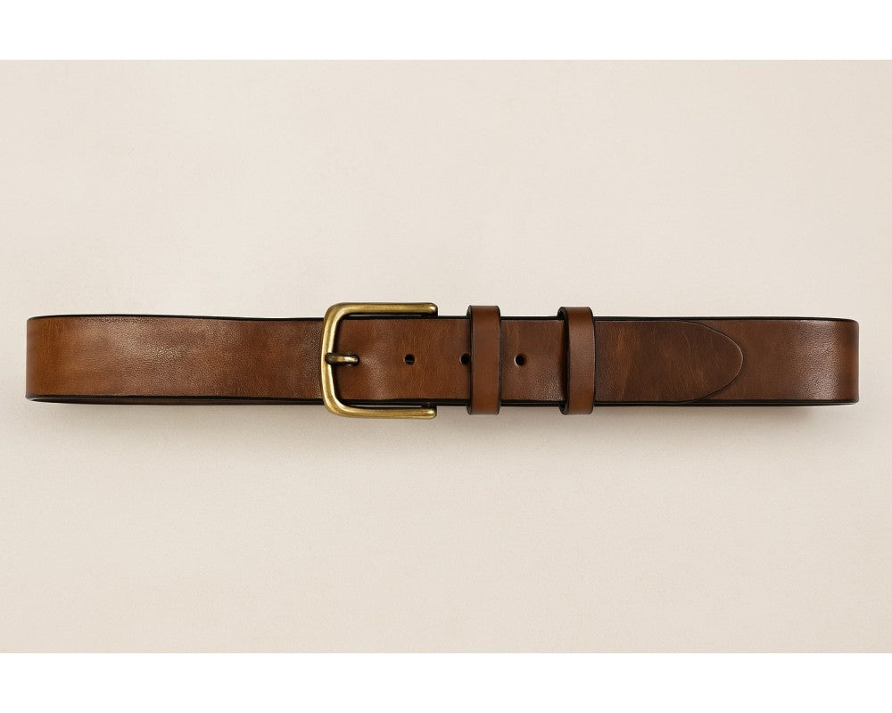 Men's Slimmer Width Handmade Italian Leather Belt with Silver Buckle - Casual to Business Wear - Free shipping from Italy