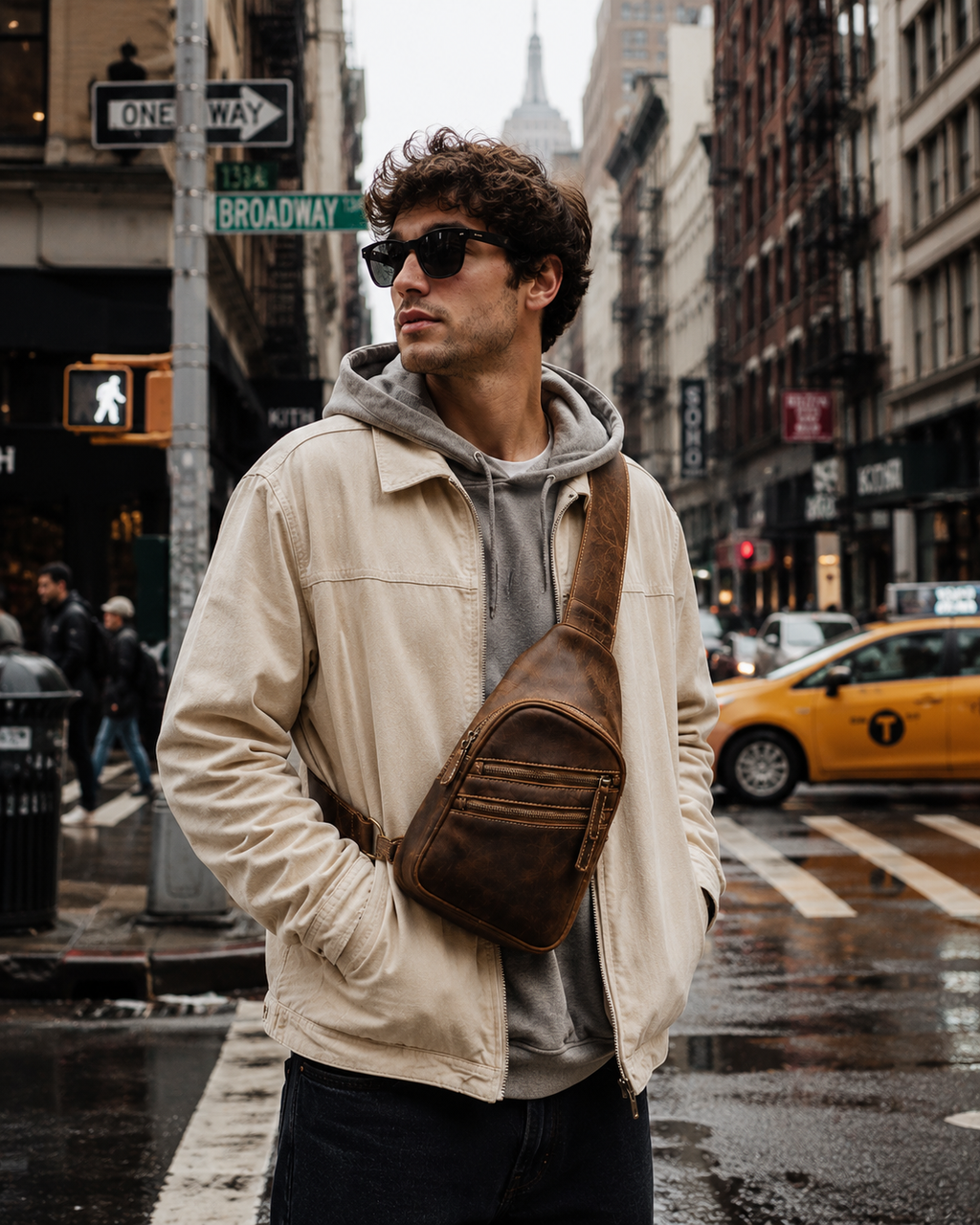 The Ricardo Sling. Vintage Inspired Italian Craftsmanship, Natural Grain Distressed Leather, Free Shipping
