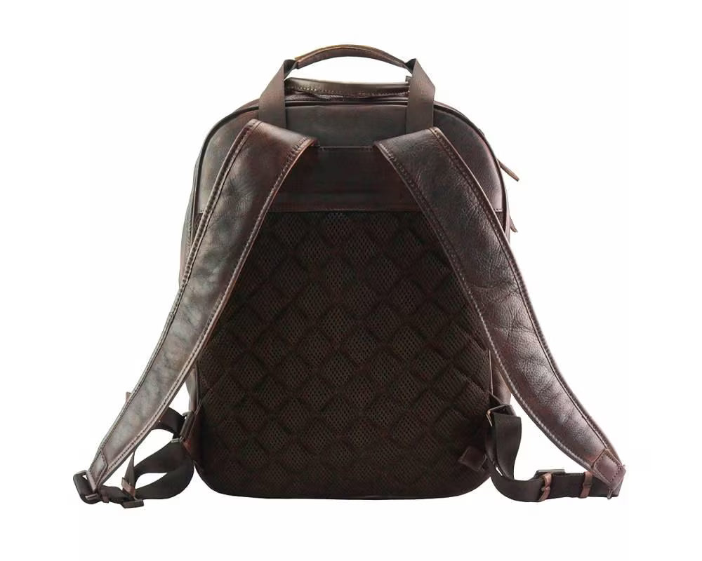Serious Italian Leather Backpack – Playful Smiley Face Design, Handcrafted in Florence