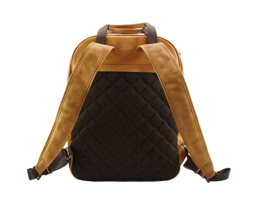 Serious Italian Leather Backpack – Playful Smiley Face Design, Handcrafted in Florence
