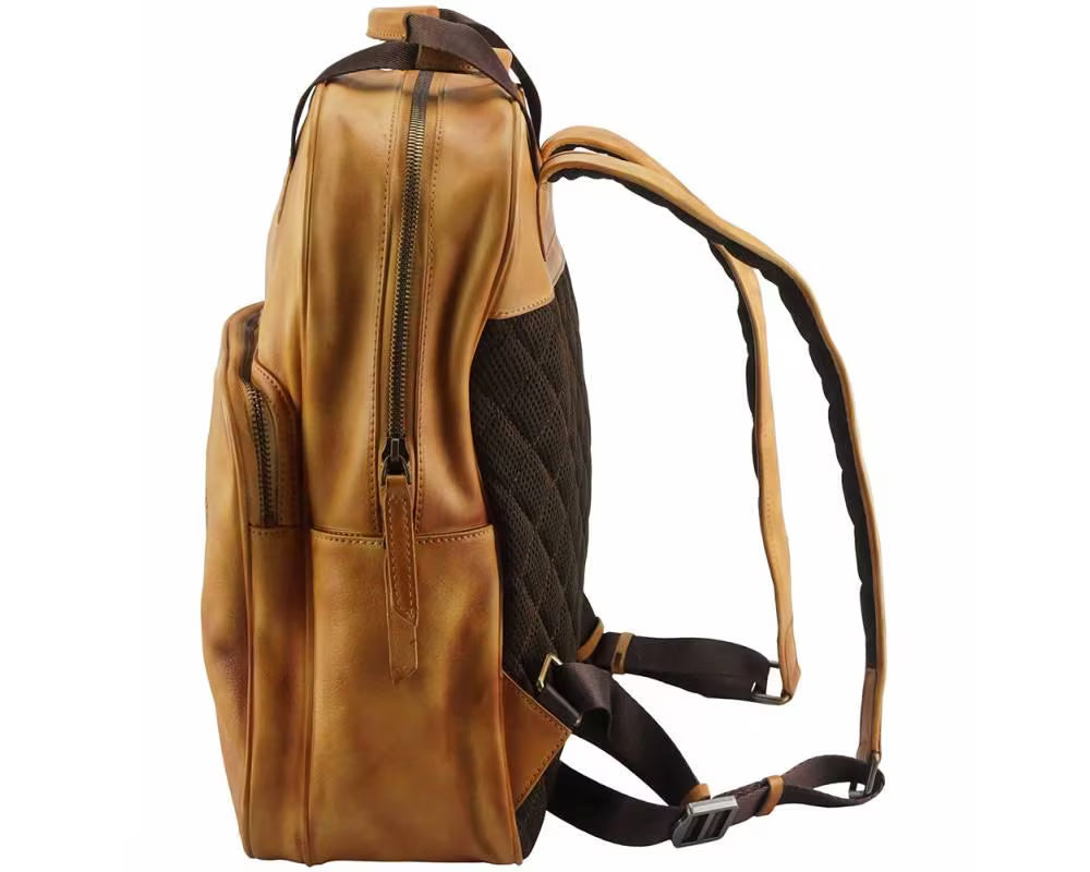 Serious Italian Leather Backpack – Playful Smiley Face Design, Handcrafted in Florence